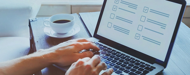 Person Taking Quiz on a Laptop