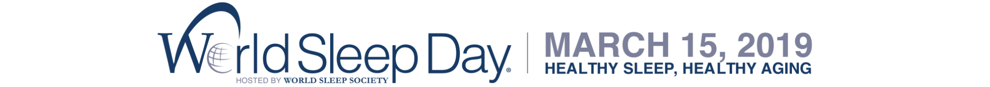 World Sleep Day 2019 banner with the theme 'Healthy Sleep, Healthy Aging,' hosted by the World Sleep Society.